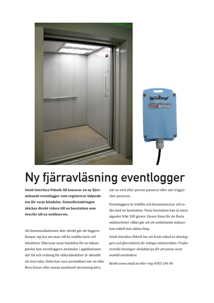 Ny fjärravläsande eventlogger