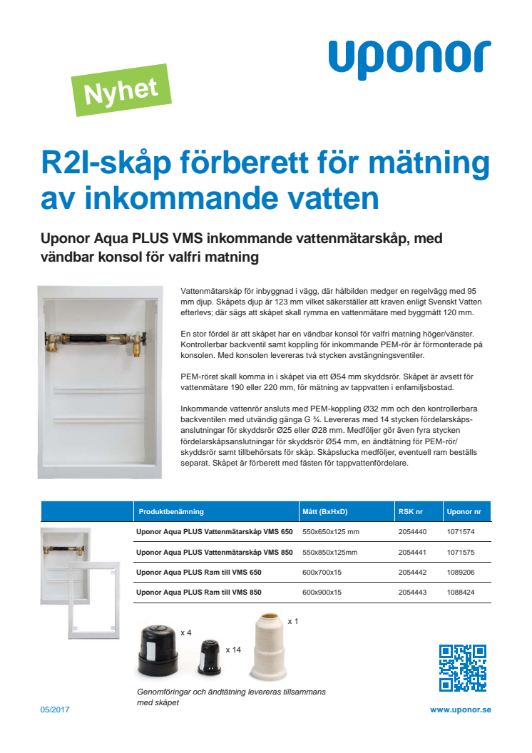 R2I-skåp förberett för mätning av inkommande vatten