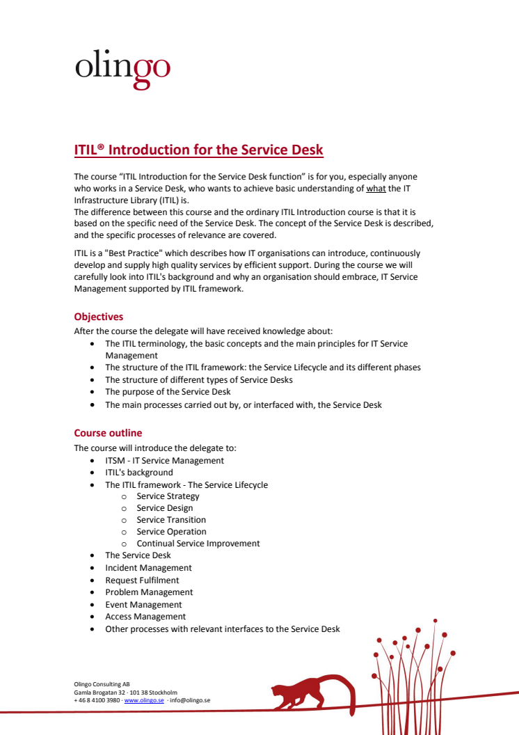 ITIL Introduction for the Service Desk