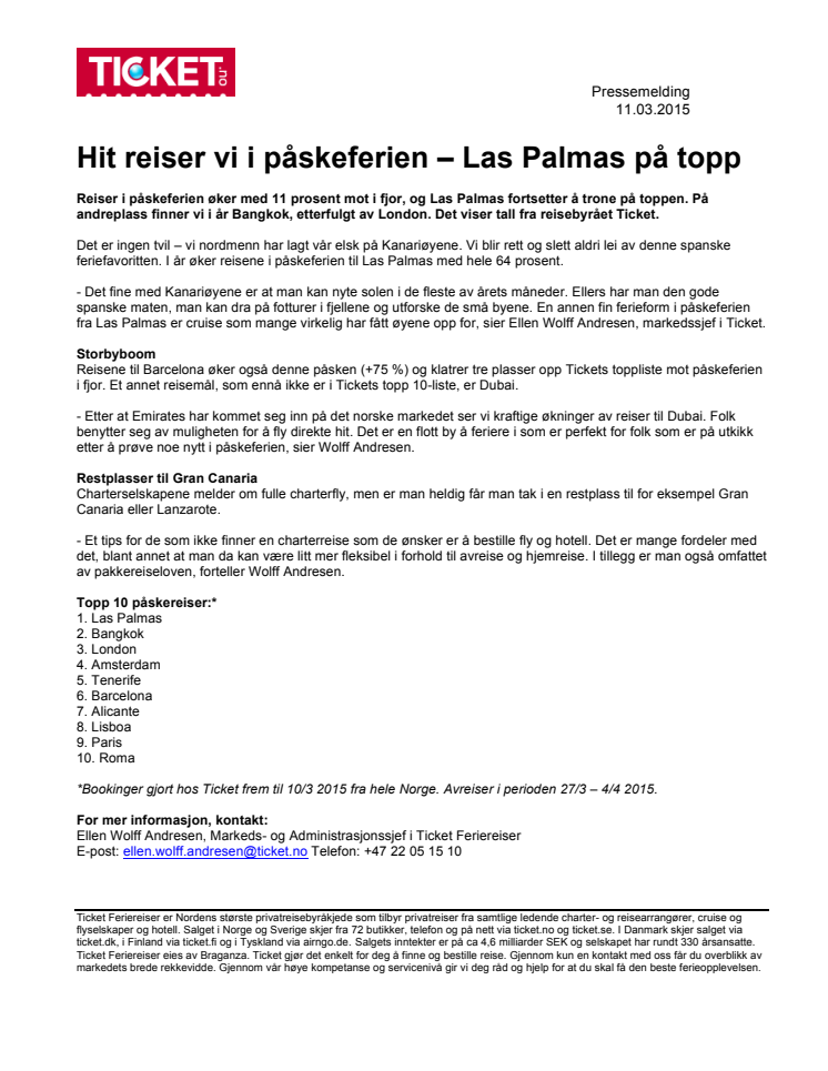 Hit reiser vi i påskeferien – Las Palmas på topp