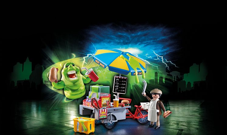 Die PLAYMOBIL-Ghostbusters: Slimer mit Hot Dog Stand
