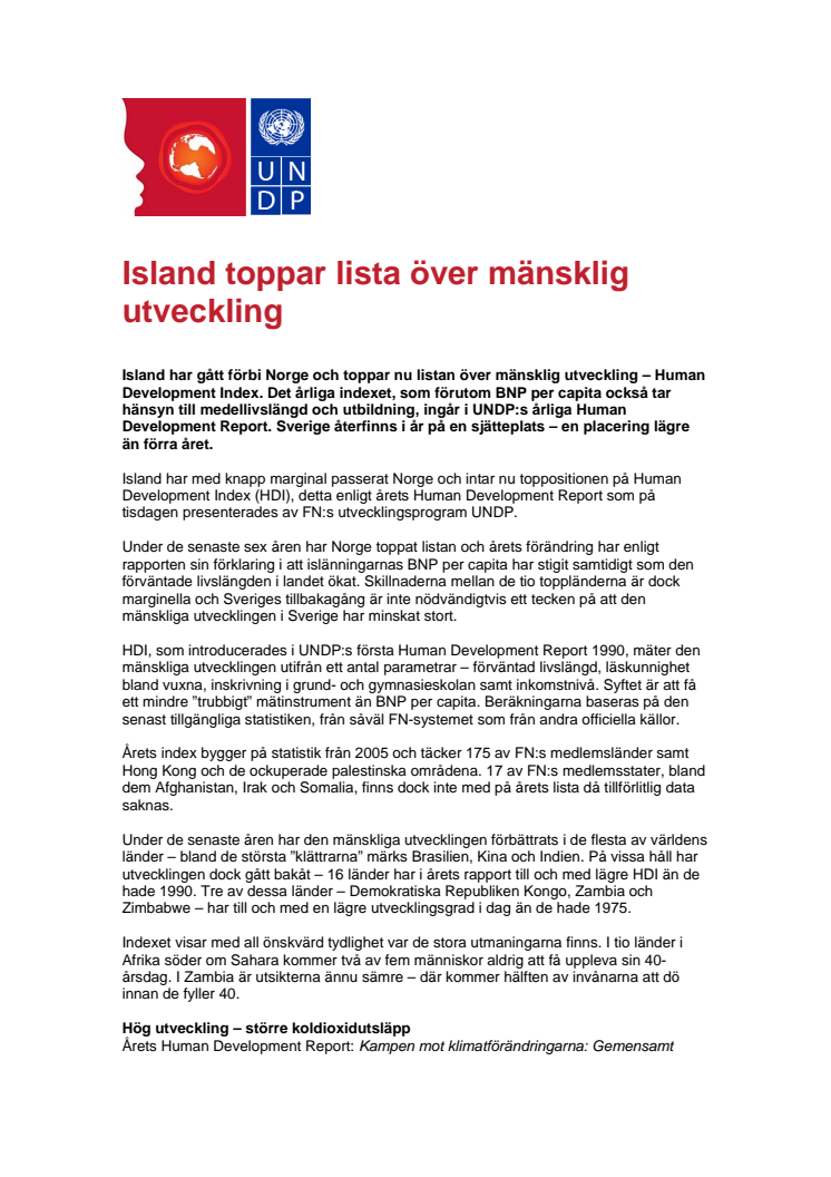 Island toppar lista över mänsklig utveckling