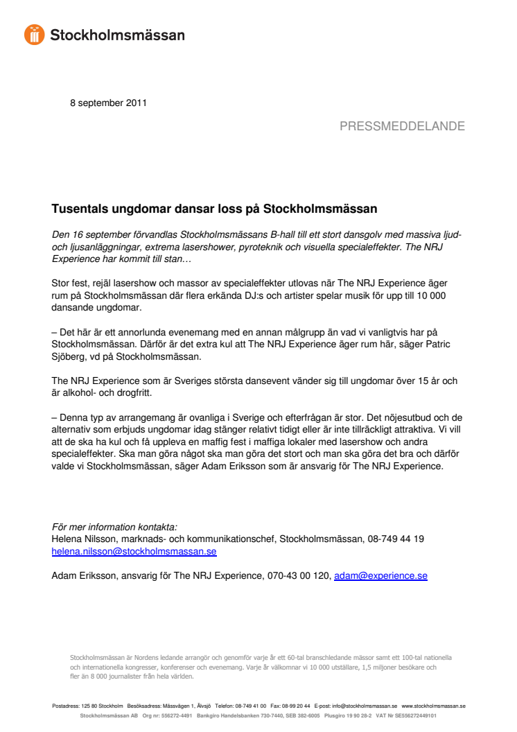 Tusentals ungdomar dansar loss på Stockholmsmässan