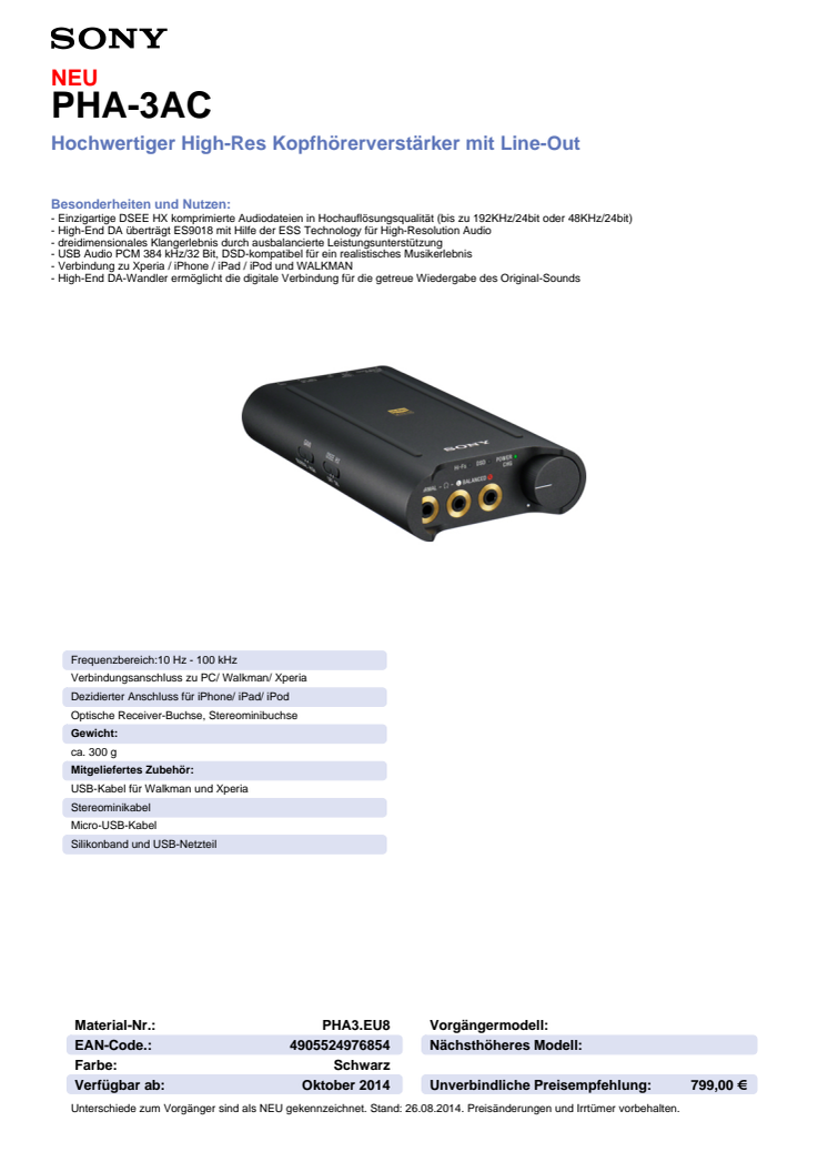 Datenblatt_PHA-3AC von Sony