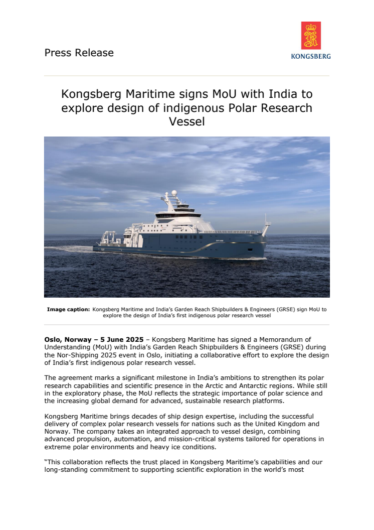 Kongsberg Maritime signs MoU with India to explore design of indigenous Polar Research Vessel_FINAL.pdf