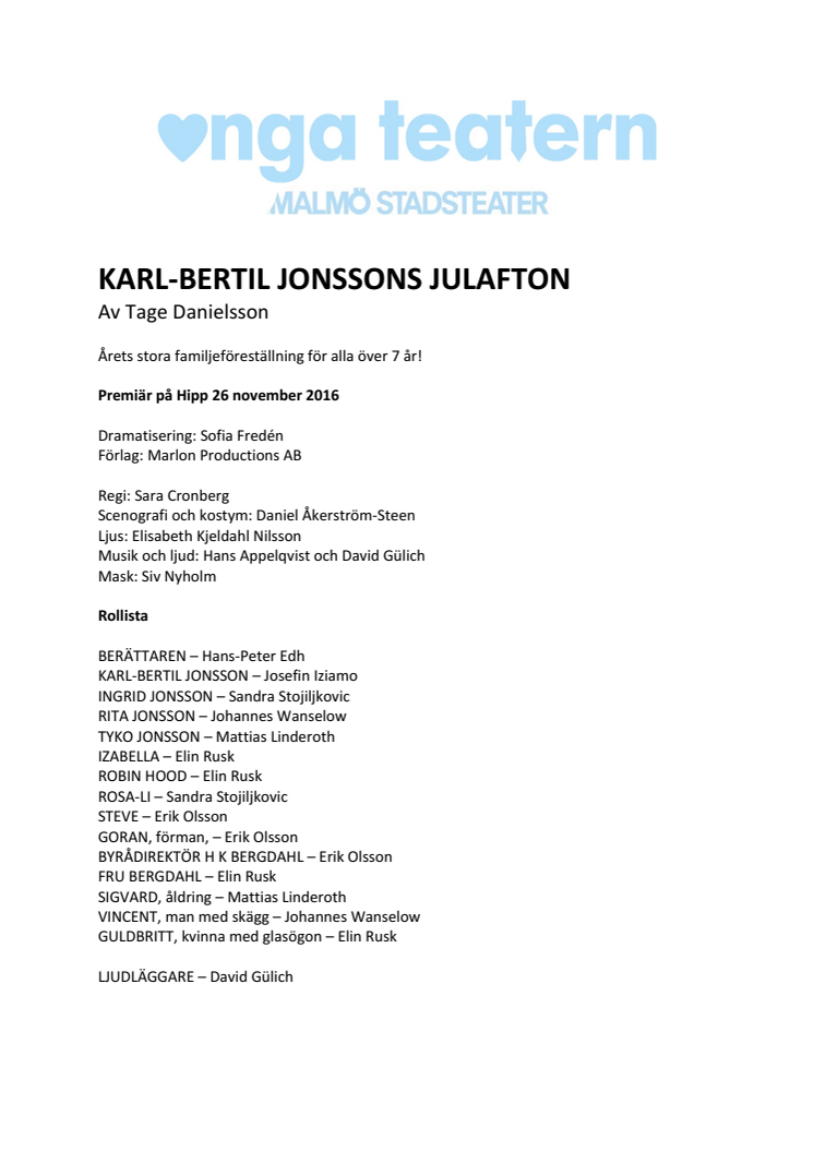 Pressmöte KARL-BERTIL JONSSONS JULAFTON