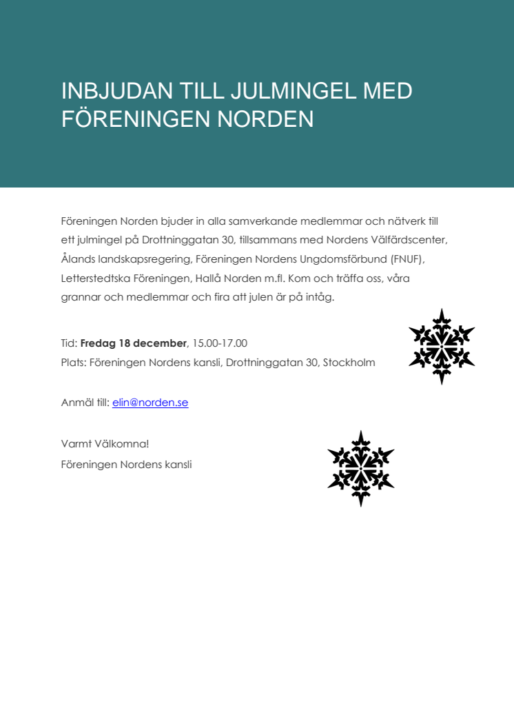 Julmingel hos Föreningen Norden