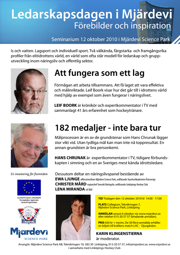 Ledarskapsdagen i Mjärdevi den 12 oktober