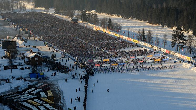 Starten av Vasaloppet 2011 flygbild