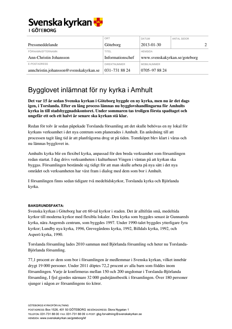 Bygglovet inlämnat för ny kyrka i Amhult