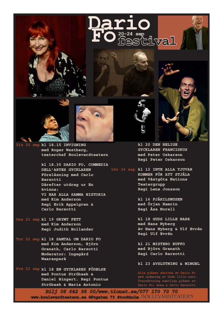 Boulevardteatern presenterar: Dario Fo festival