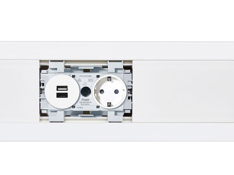 USB-Kanalsteckdose von Hager - Geräteeinbau frontal