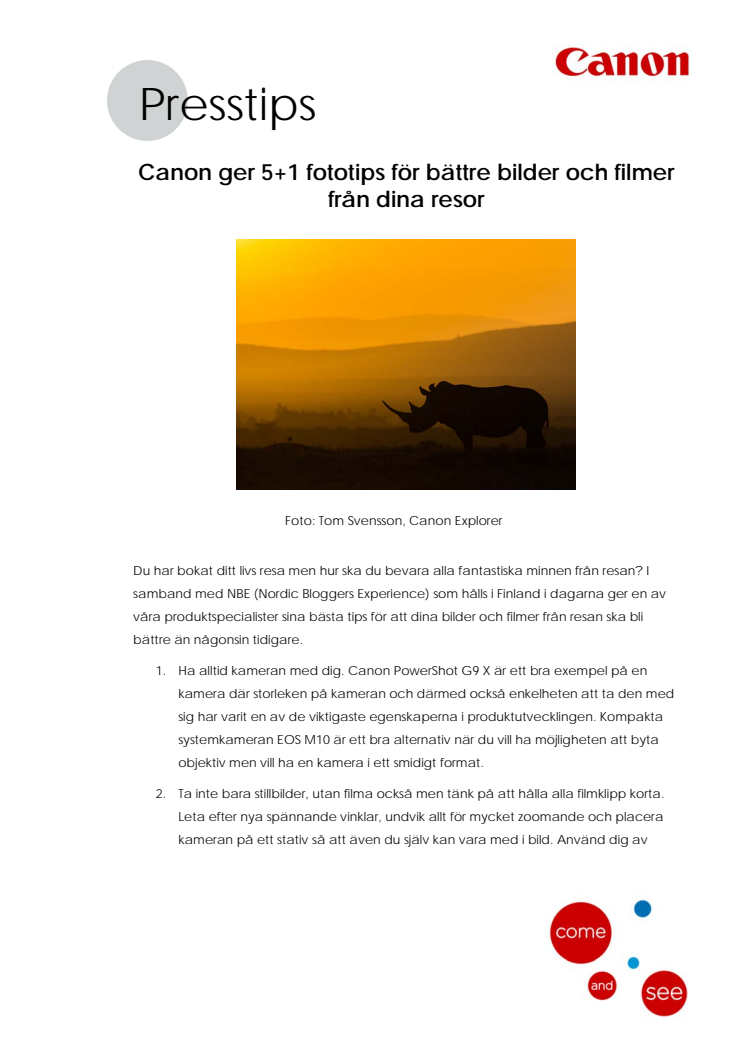 Canon ger 5+1 fototips för bättre bilder och filmer från dina resor