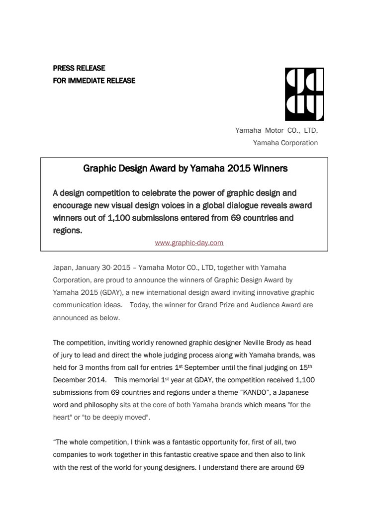 Graphic Design Award by Yamaha 2015 Winners 