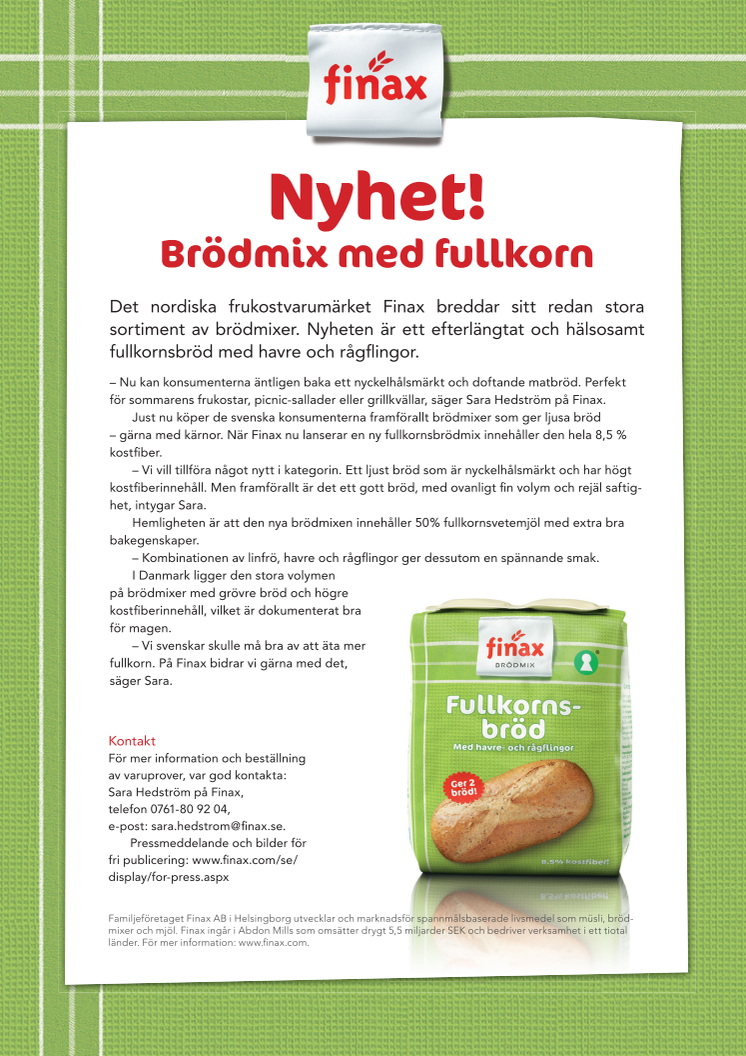 Nyhet! Brödmix med fullkorn