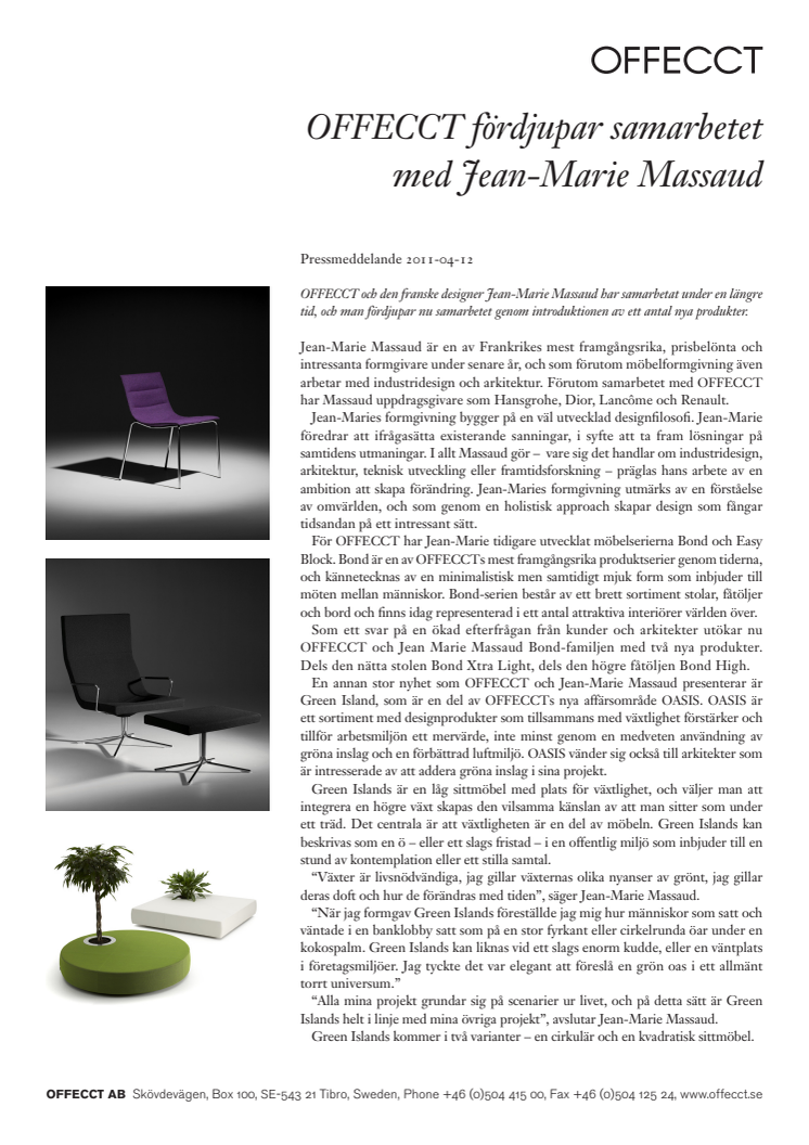 OFFECCT fördjupar samarbetet med Jean-Marie Massaud