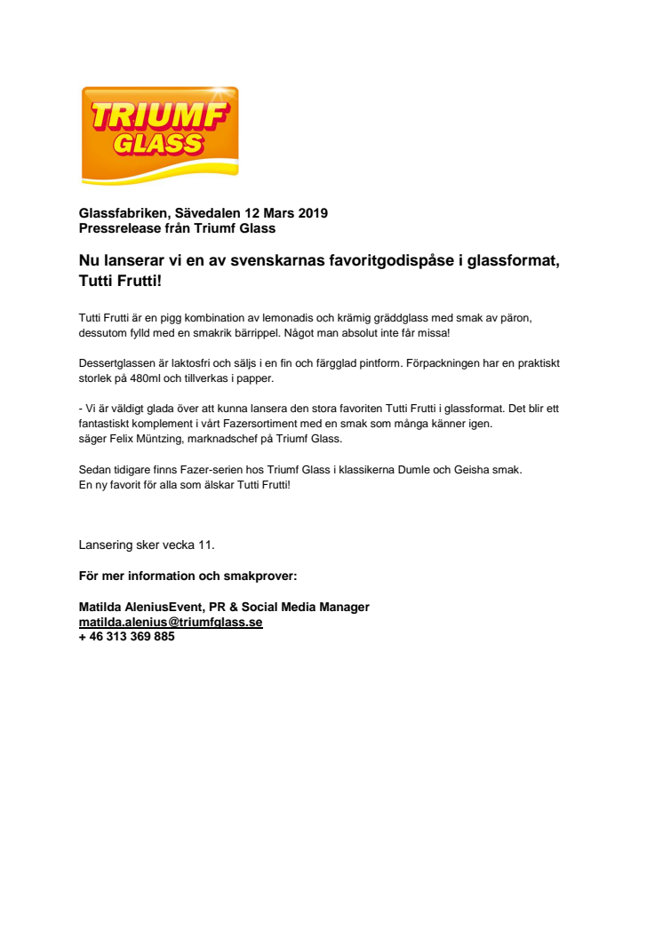 Nu lanserar vi en av svenskarnas favoritgodispåse i glassformat, Tutti Frutti!