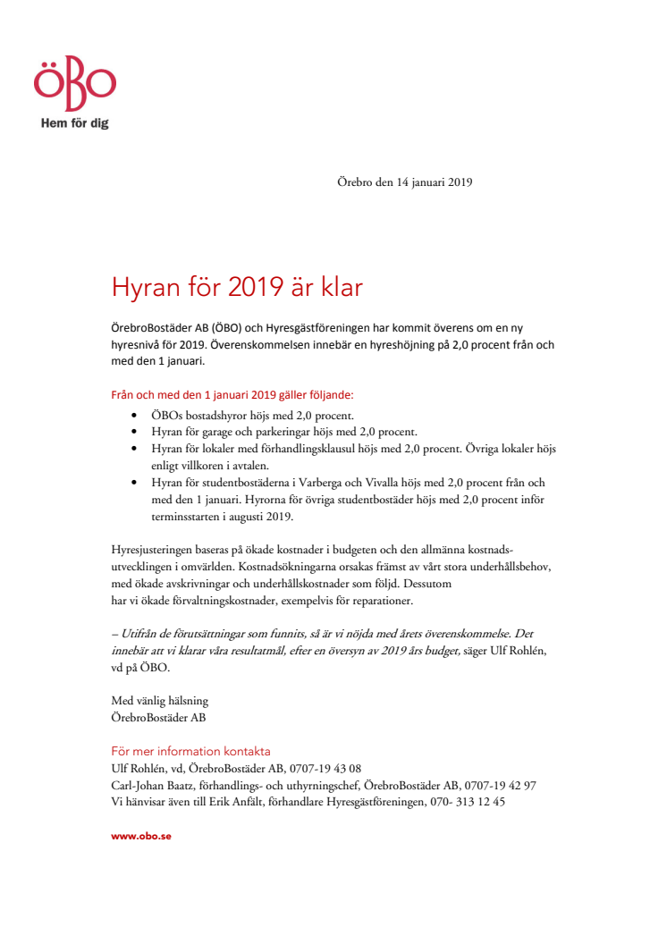 Hyran för 2019 är klar