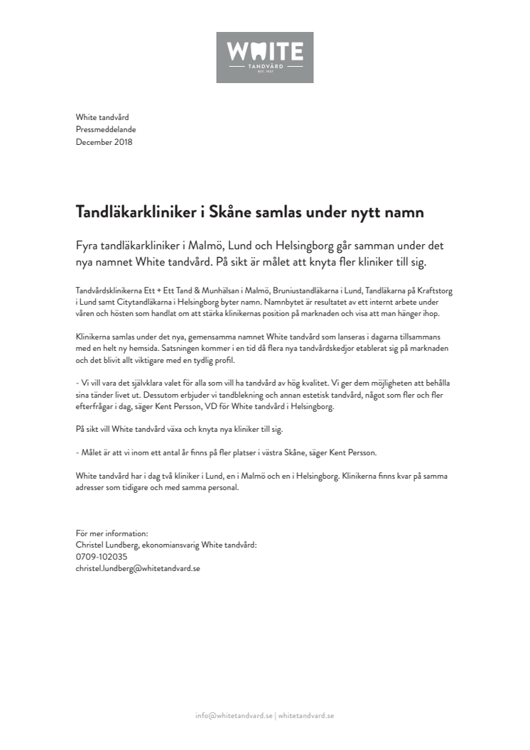 Tandläkarkliniker i Skåne samlas under nytt namn