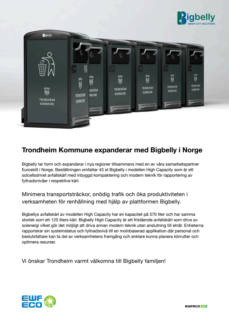 Trondheim utökar Bigbelly's smarta papperskorgar efter lyckat pilotprojekt