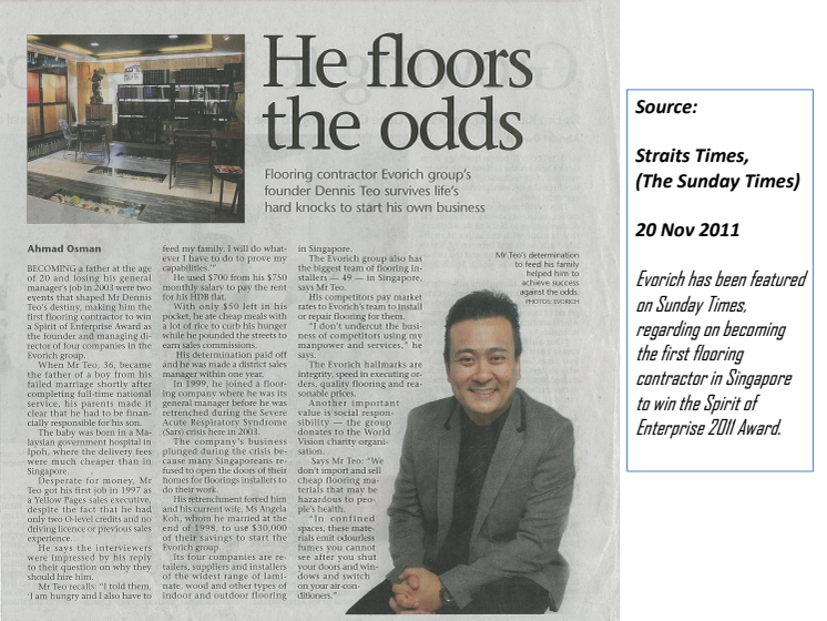 Evorich Article Featuring on Sunday Times Newspaper (20 Nov 2011)