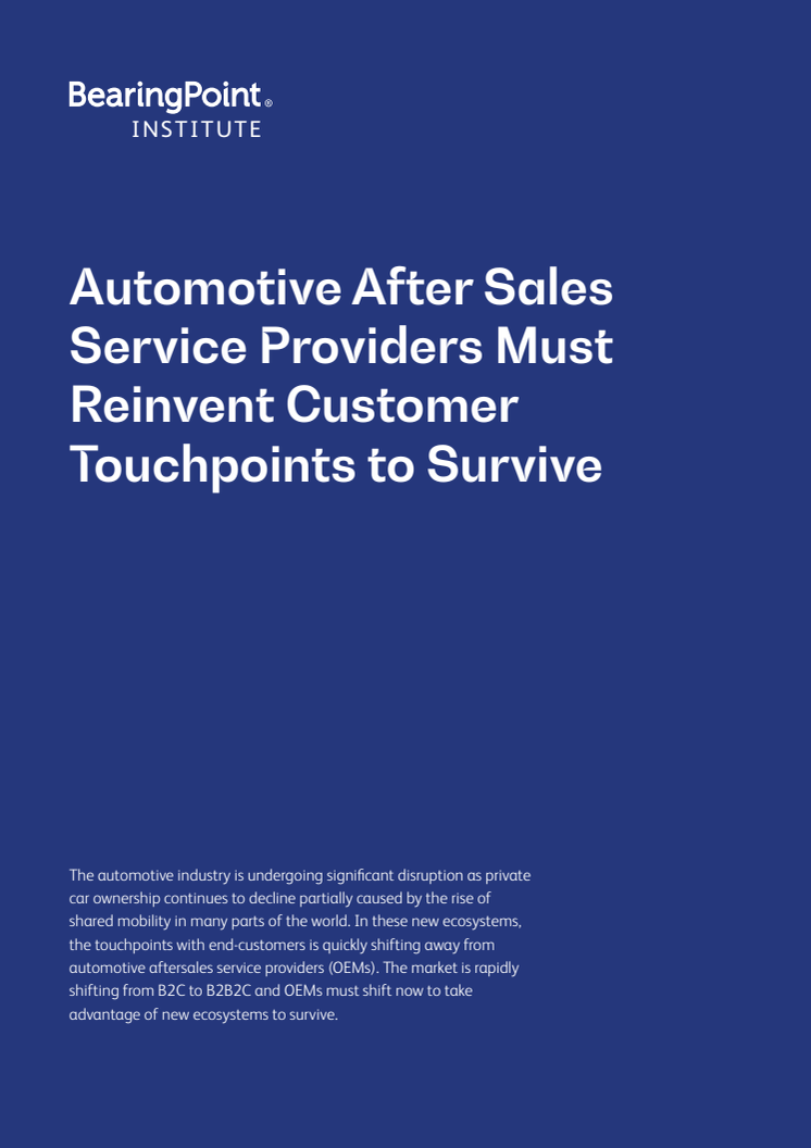 Automotive After Sales Service Providers Must Reinvent Customer Touchpoints to Survive