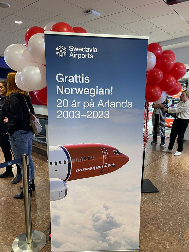 Norwegian 20 years sign