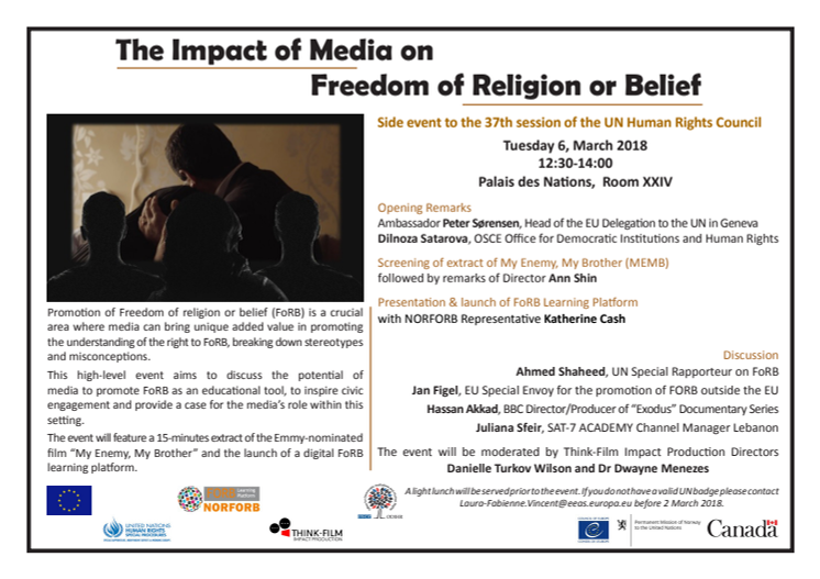 Program för lanseringen i FN: The impact of media on freedom of religion or belief