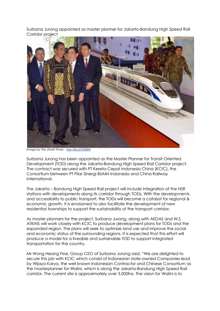 Surbana Jurong appointed as master planner for Jakarta-Bandung High Speed Rail Corridor project