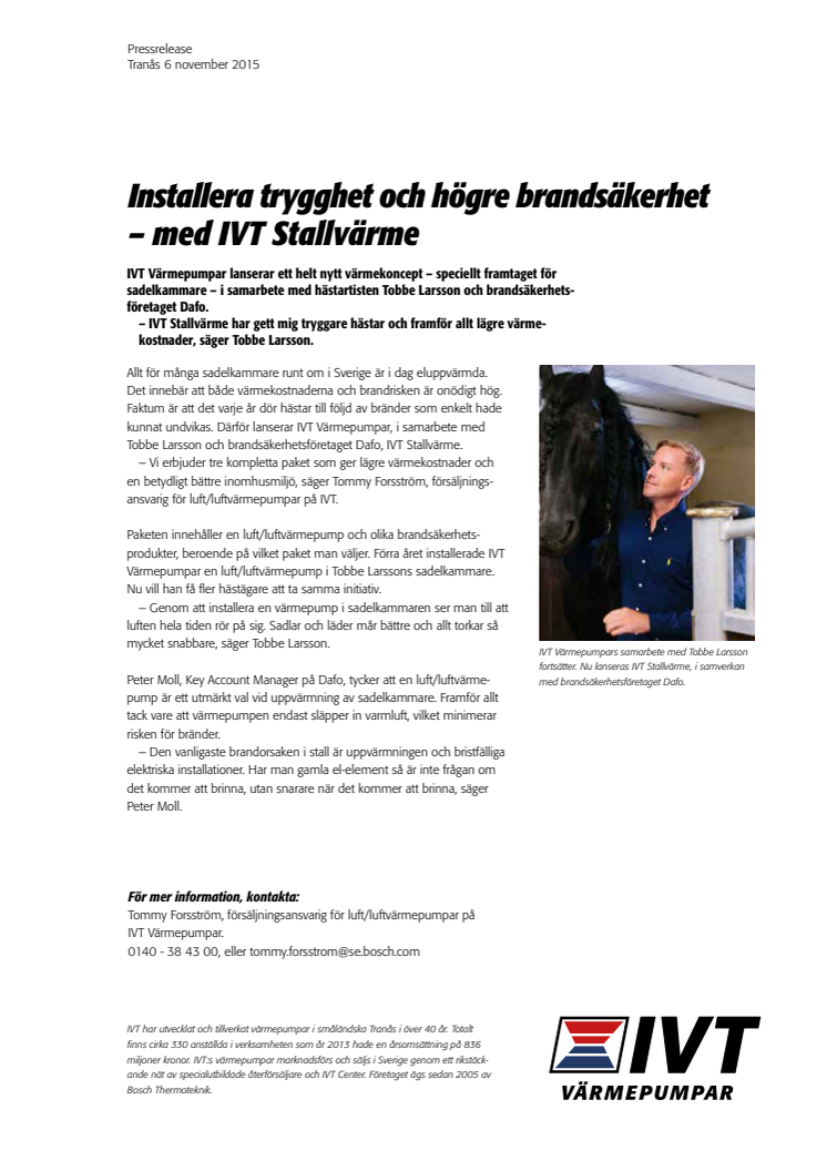 Installera trygghet och högre brandsäkerhet – med IVT Stallvärme