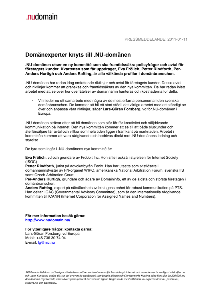 Domänexperter knyts till .NU-domänen