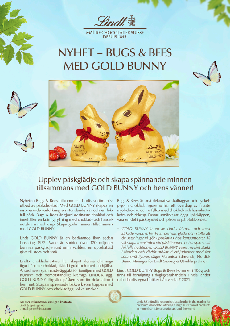 NYHET – BUGS & BEES MED GOLD BUNNY