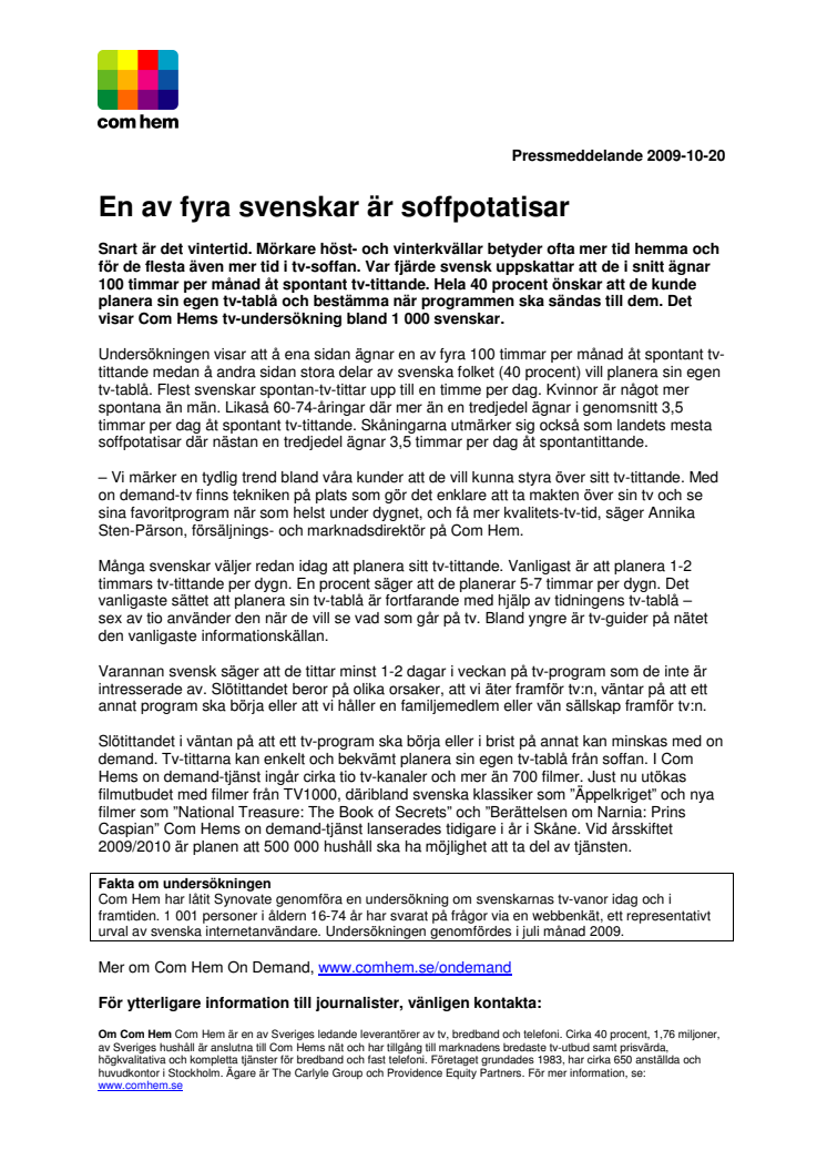 En av fyra svenskar är soffpotatisar