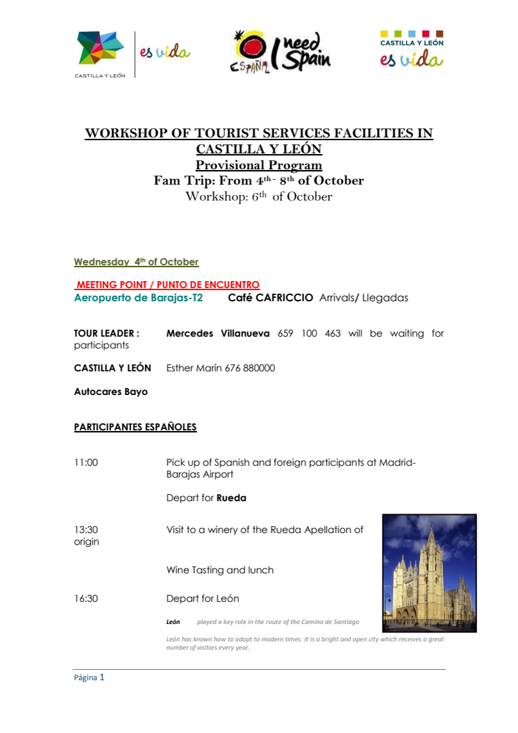 Preprogramme- Workshop of Tourist Services Facilities in Castilla y León