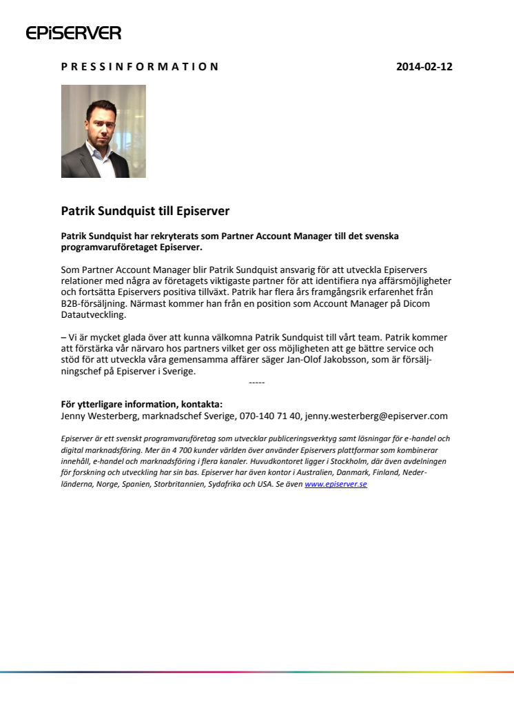 Patrik Sundquist till Episerver