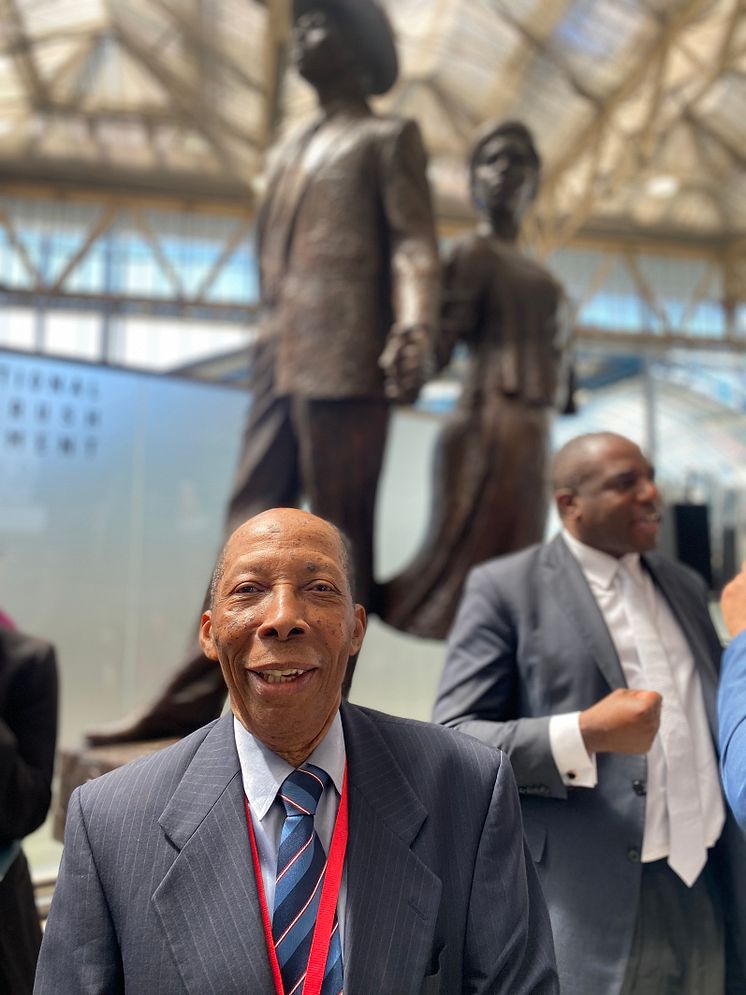 Siggy Cragwell at Windrush memorial unveiling