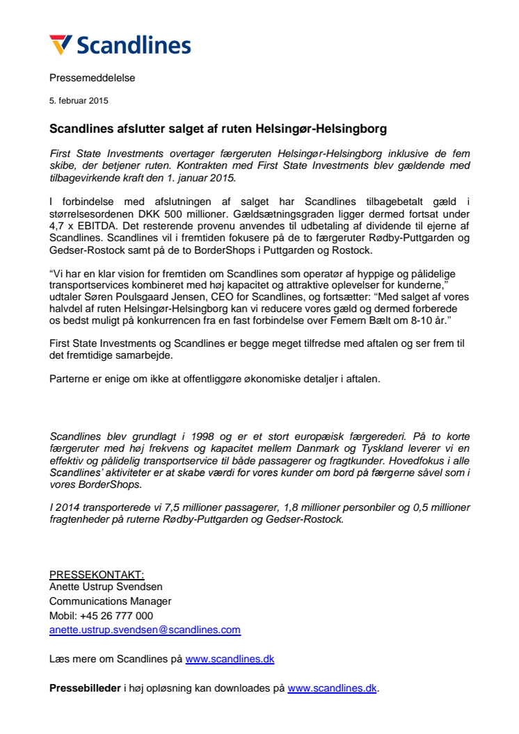Scandlines afslutter salget af ruten Helsingør-Helsingborg 