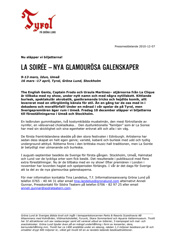 La Soirée – Nya glamourösa galenskaper