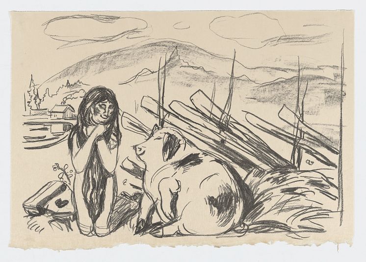 Edvard Munch: Omega og svinet / Omega and the Pig (1908-1909)