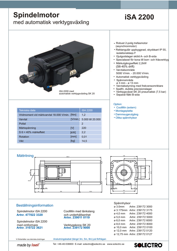 Robust Spindelmotor 2-polig asynkronmotor