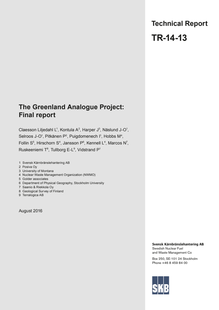 The Greenland Analogue Project: Final Report