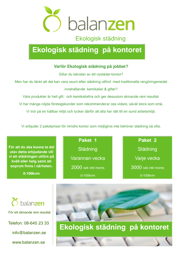 EKOLOGISK STÄDNING PÅ KONTORET
