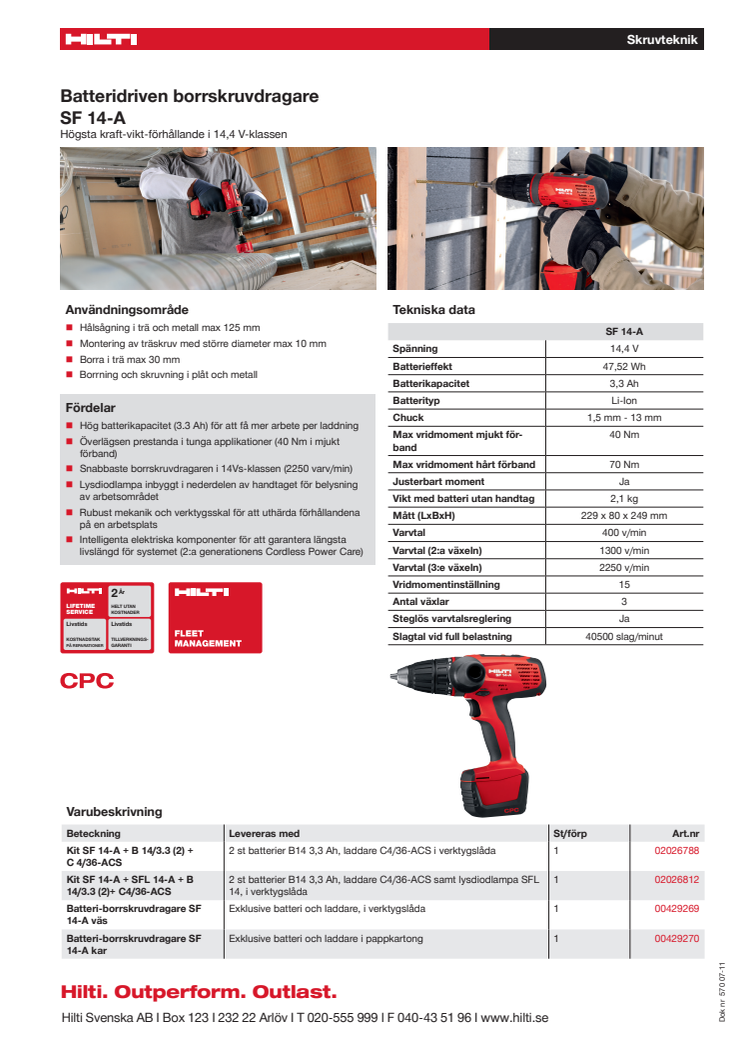 Batteridriven borrskruvdragare SF 14-A 