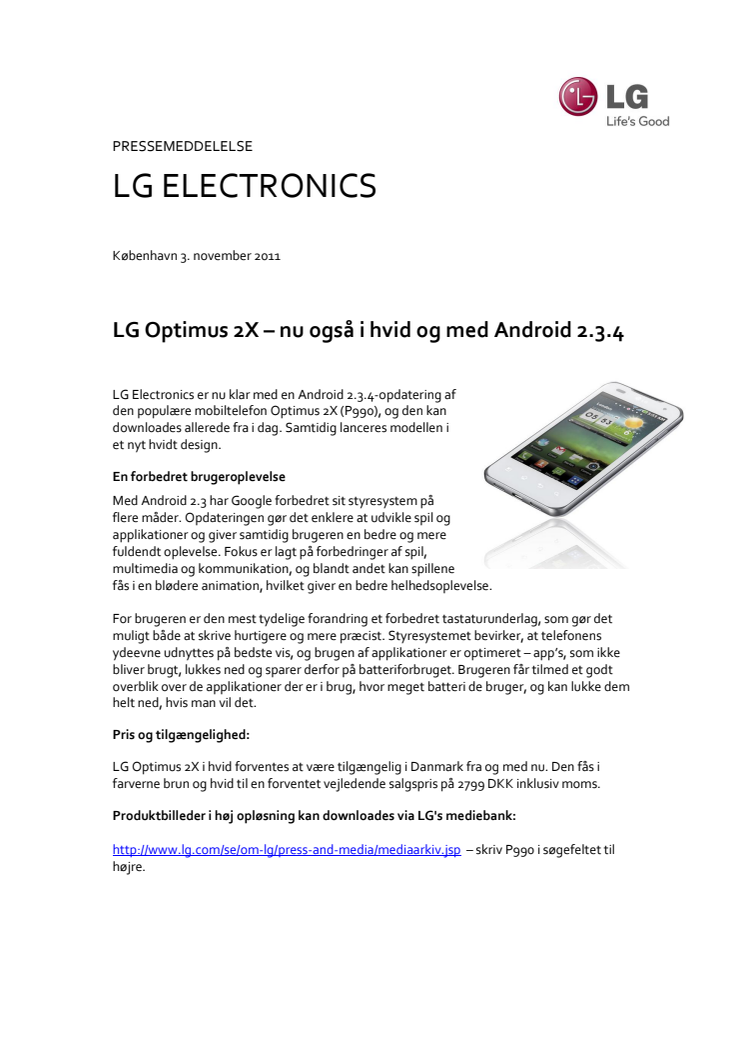 LG Optimus 2X – nu også i hvid og med Android 2.3.4