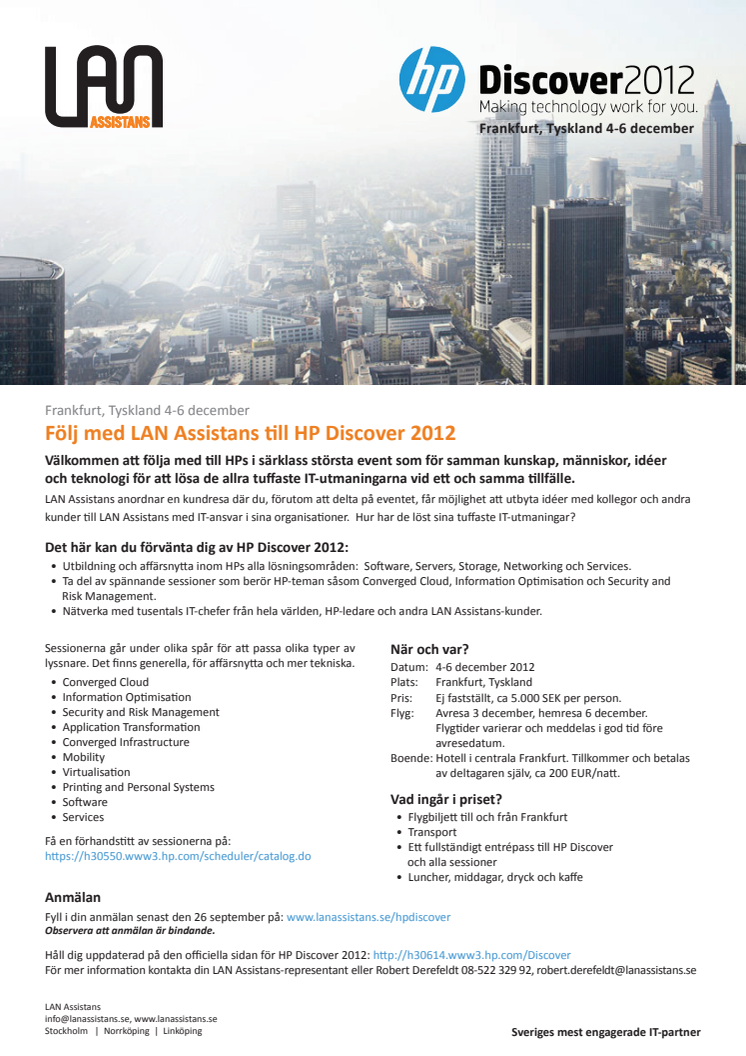 LAN Assistans anordnar kundresa till HP Discover 2012
