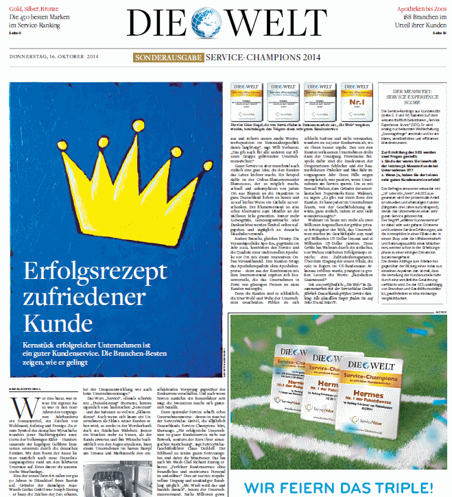 Service-Champions 2014 - DIE WELT 