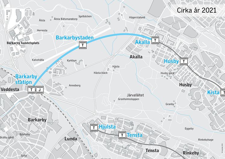 Karta Akalla - Barkarby Station
