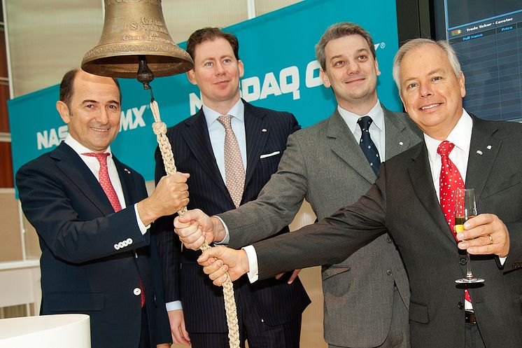 Cavotec's Ottonel Popesco, Michael Scheepers, Diego Fiorentini and Stefan Widegren at the NASDAQ OMX