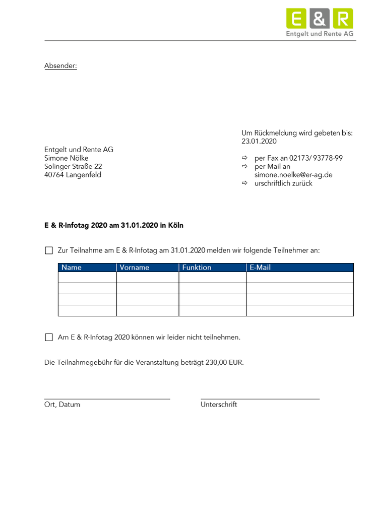 Antwortbogen E & R Infotag 2020