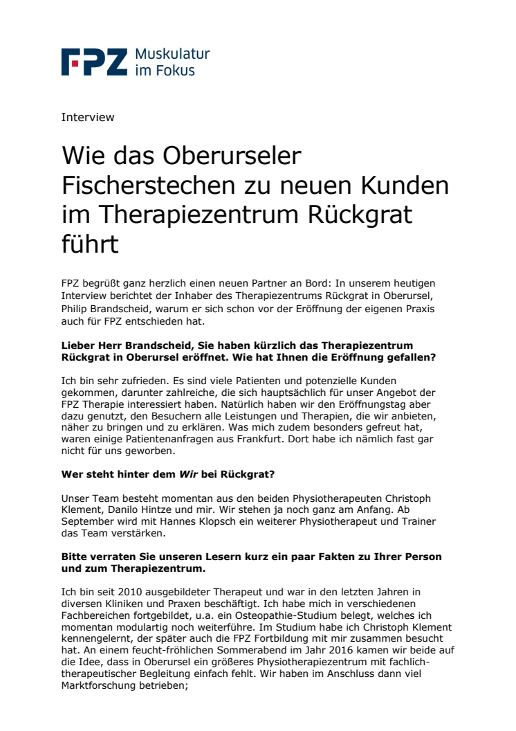 Interview: Wie das Oberurseler Fischerstechen zu neuen Kunden im Therapiezentrum Rückgrat führt